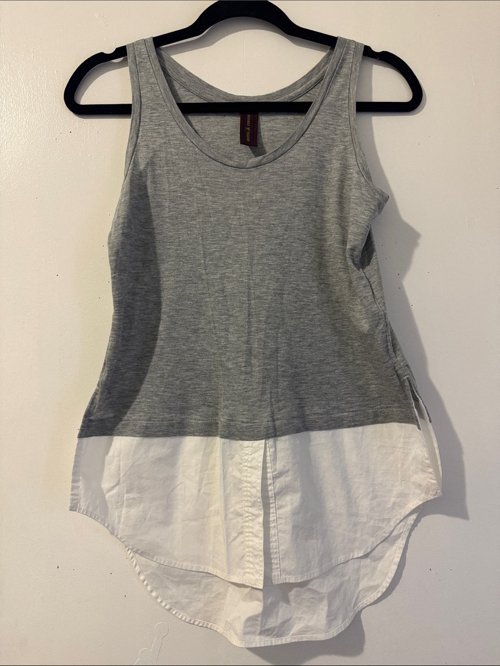 Miharayasuhiro Gray & White Layered Hem Tank Top size 38